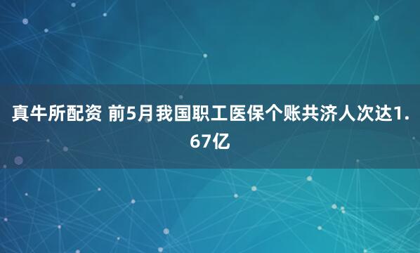 真牛所配资 前5月我国职工医保个账共济人次达1.67亿