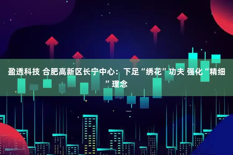 盈透科技 合肥高新区长宁中心：下足“绣花”功夫 强化“精细”理念