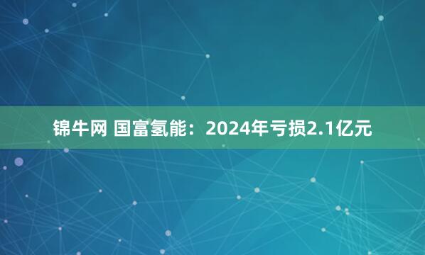 锦牛网 国富氢能：2024年亏损2.1亿元